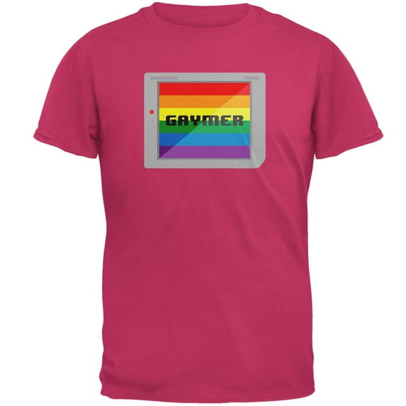 LGBT Halloween Handheld Gamer Gaymer Costume Mens T Shirt Pink MD