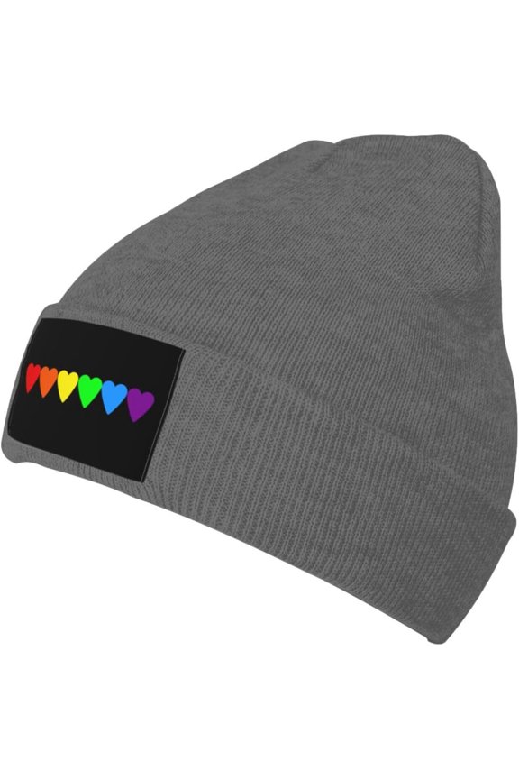 LGBT Heart Beanies for Men & Women - Knit Beanie, Warm & Soft Skull Caps,Daily Winter Hat