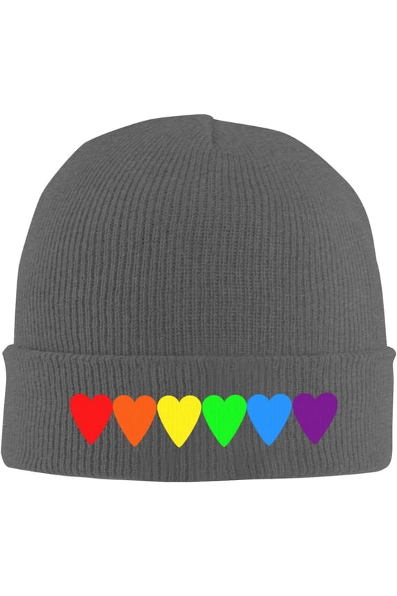 LGBT Heart Beanies for Men & Women - Knit Beanie, Warm & Soft Skull Caps,Daily Winter Hat