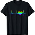 thumbnail image 1 of LGBT Heart Gay Pride Heartbeat EKG Pulse Rainbow Homosexual T-Shirt, 1 of 4