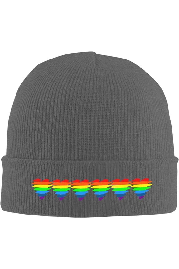 LGBT Heart Print Beanies for Men & Women - Knit Beanie, Warm & Soft Skull Caps,Daily Winter Hat