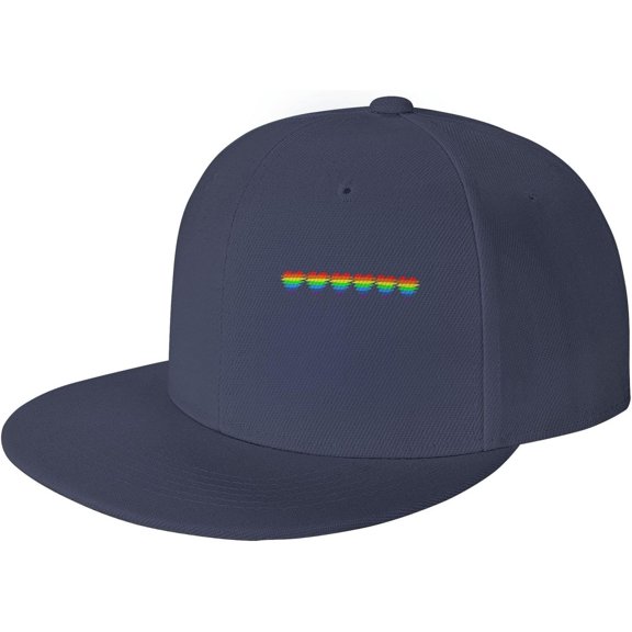 LGBT Heart Print Dad Hat Flat Brim Trucker Hats Mens Funny Novelty Snapback Baseball Cap,Black