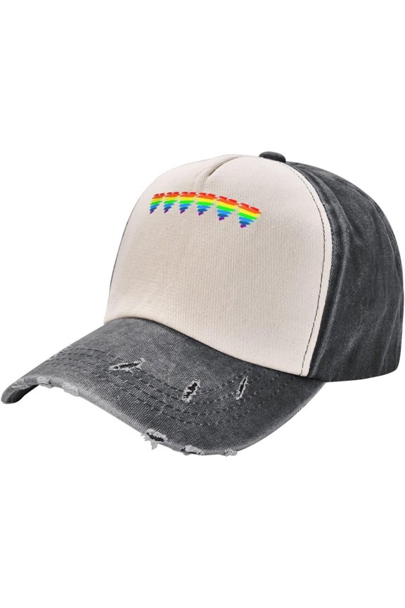 LGBT Heart Print Vintage Distressed Baseabll Cap Cotton Dad Hat Adjustable Ripped Ball Caps for Women Men,Dark Red