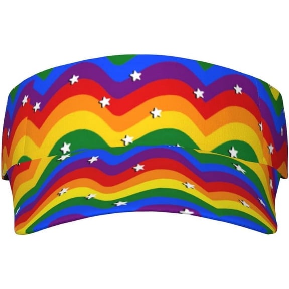 LGBT Heart Rainbow Flag Visor Sun Visor Hat Empty Top Baseball Cap Travel Beach Sun Hat for Women Men