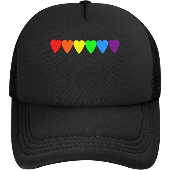 LGBT Heart dad Hat Vintage Trucker Hats Mens Funny Novelty Snapback Baseball Cap,Black