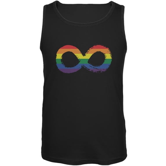 LGBT Infinity Rainbow Black Adult Tank Top - Small