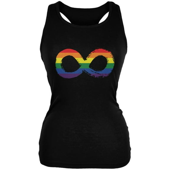 LGBT Infinity Rainbow Black Juniors Soft Tank Top - Large
