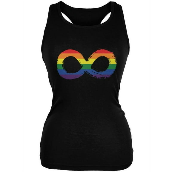 LGBT Infinity Rainbow Black Juniors Soft Tank Top - Medium