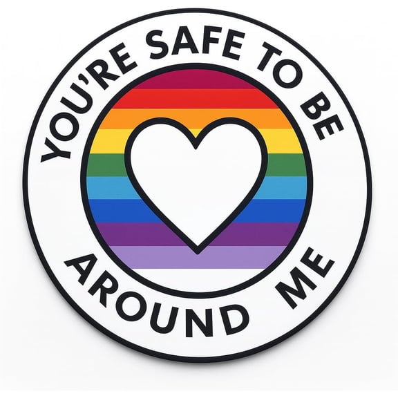 LGBT Iron Sign Youre Safe to Be You Around Me Rainbow Metal Sign, Inclusive LGBTQ+ Wall Art, Pride Ally Decor for Bedroom Living Room Office Home Bar, Retro Round Tin Sign 20 cm7.87 inch