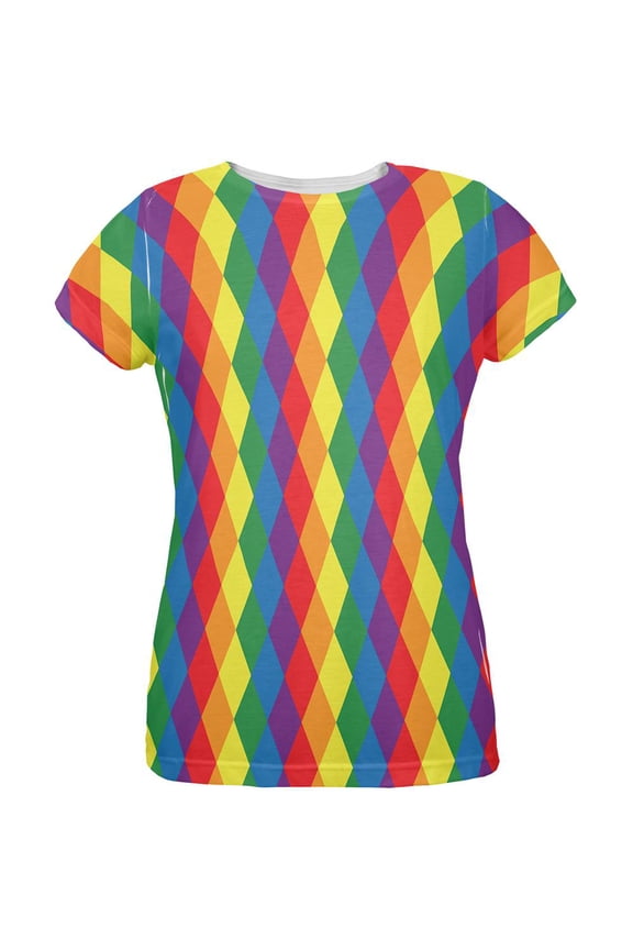 LGBT Jester Gay Pride Parade Costume All Over Womens T Shirt Multi LG