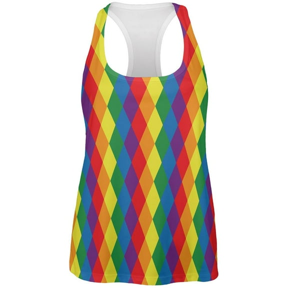 LGBT Jester Gay Pride Parade Costume All Over Womens Work Out Tank Top Multi X-LG