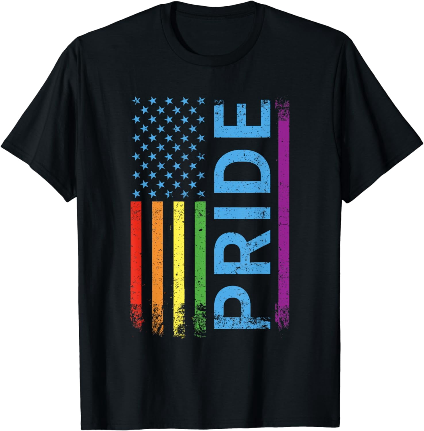 LGBT LGBTQ Gay Pride Rainbow American Flag Proud USA T-Shirt - Walmart.com