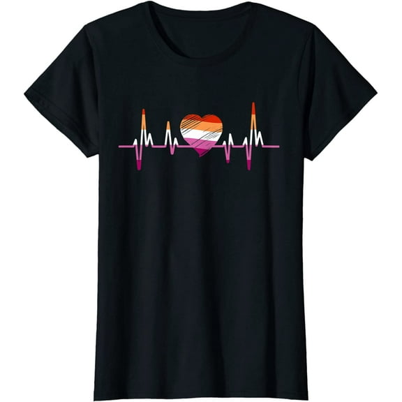 LGBT & Lesbian Stuff Heart with Pride Flag Lesbian Gift T-Shirt