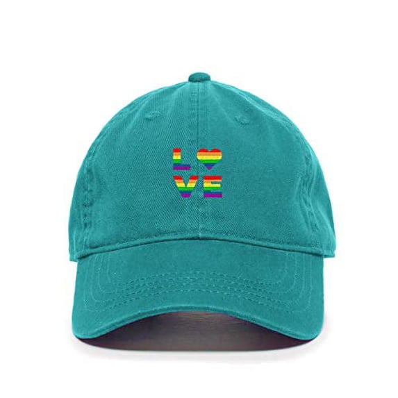 LGBT Love Baseball Cap Embroidered Cotton Adjustable Dad Hat Teal