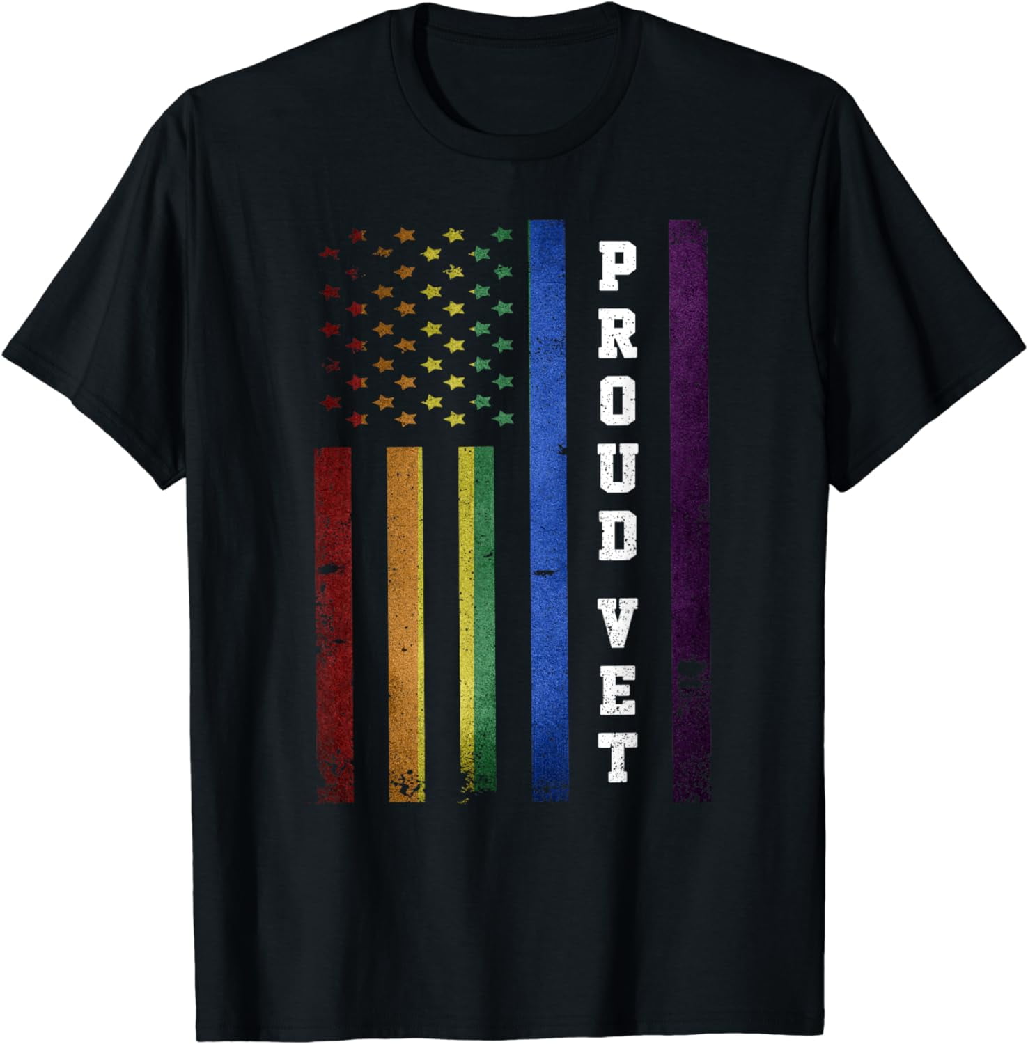 LGBT Military Soldier Pride Proud Veteran Rainbow USA Flag T-Shirt ...