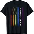 thumbnail image 1 of LGBT Military Soldier Pride Proud Veteran Rainbow USA Flag T-Shirt, 1 of 4