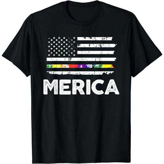 LGBT Pride American Flag T Shirt - 4th of July Gay Lesbian