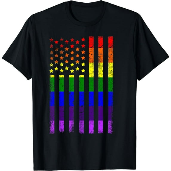 LGBT Pride American Flag Transgender Gay Vintage Proud Gift T-Shirt