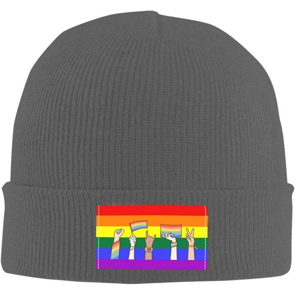 LGBT Pride Flag Beanie Hat Men Women Rainbow LGBTQ Gay Winter Hat Black Lesbian Pansexual Knit Cap Gift for Gay Pride
