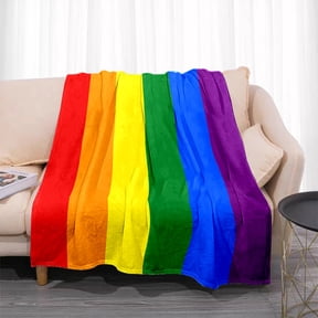 LGBT Pride Flag Blanket Reversible LGBT Pride Flag Throw Blanket Contemporary Style Soft Texture 200 250gsm Cartoon Theme All Season Flannel with Digital Print