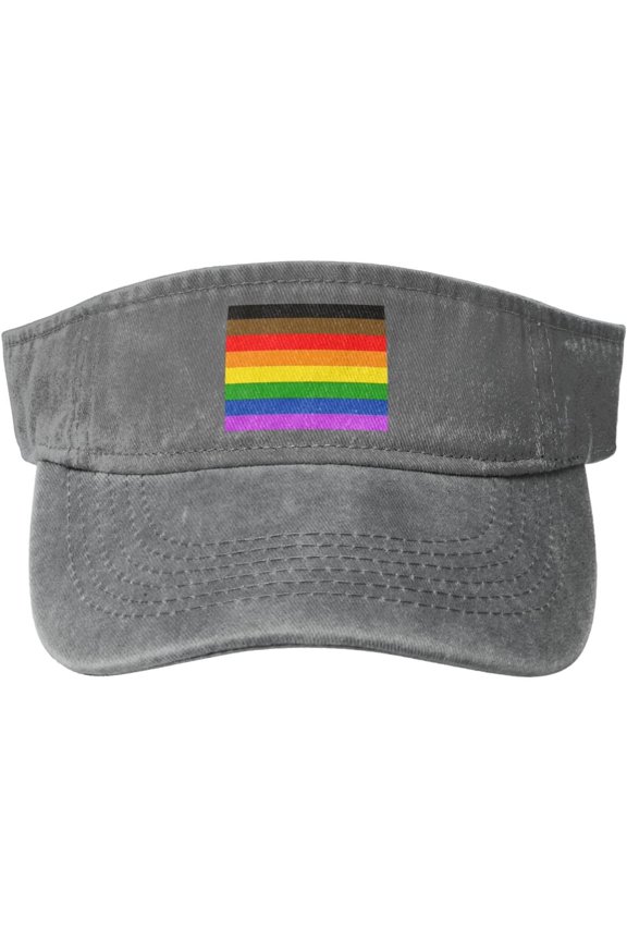 LGBT Pride Flag Sport Sun Visor Hat for Women Men Adjustable Washed Cotton Ball Caps Empty Top Baseball Caps,Black