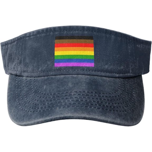 LGBT Pride Flag Sport Sun Visor Hat for Women Men Adjustable Washed Cotton Ball Caps Empty Top Baseball Caps,Black