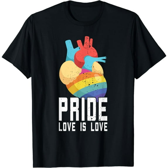 LGBT Pride Love Is Love Rainbow Anatomical Heart Gay Rights T-Shirt