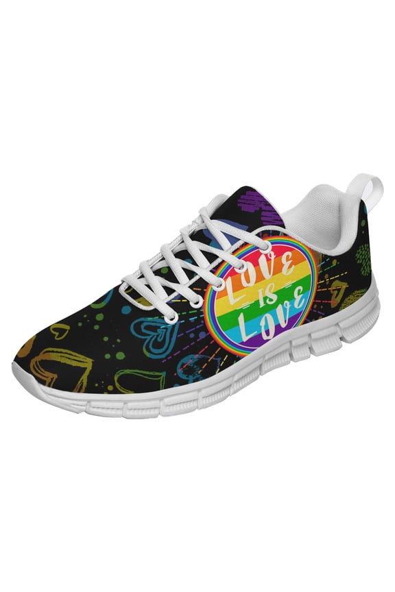 LGBT Pride Love Is Love Shoes for Men Women Running Sneakers Breathable Casual Sport Tennis Shoes Gift for Him Her White Size 9