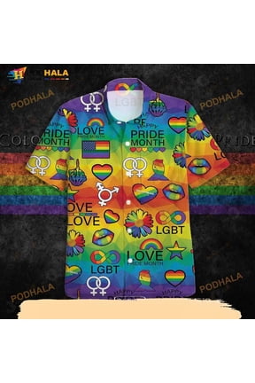 LGBT Pride Love Pride Month Rainbow Pattern Aloha Funny Hawaiian Shirt