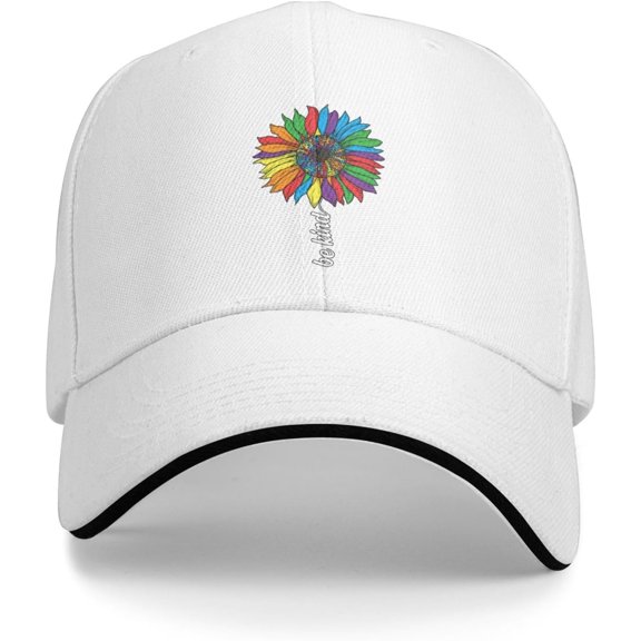 LGBT Pride Month Hat Be Kind Rainbow Sunflower Hat Gay Pride Lesbian Love Cap for Men Women Black