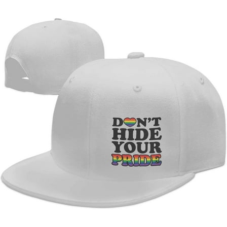 LGBT Pride Month Hat Don't Hide Your Pride Flat Bill Brim Hat Gay Pride Lesbian Love Cap for Men Women Black