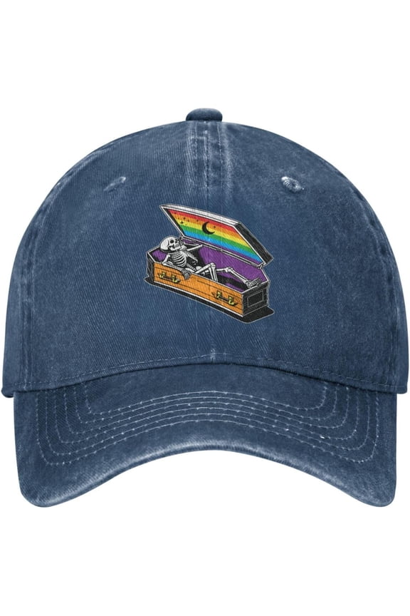 LGBT Pride Month Hat Funny LGBT Pride Skeleton Hat Gay Pride Lesbian Love Cap for Men Women Black