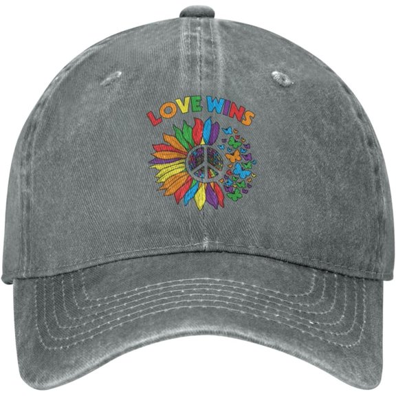 LGBT Pride Month Hat LGBT Love Sunflower Hat Gay Pride Lesbian Love Cap for Men Women Black