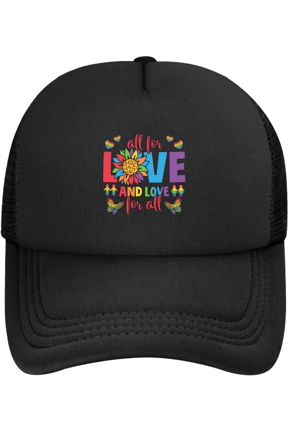 LGBT Pride Month Mesh Hat All for Love for All Trucker Hatgay Pride Lesbian Love Cap for Men Women Black