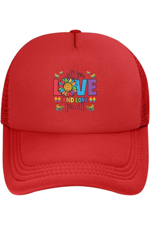LGBT Pride Month Mesh Hat All for Love for All Trucker Hatgay Pride Lesbian Love Cap for Men Women Black