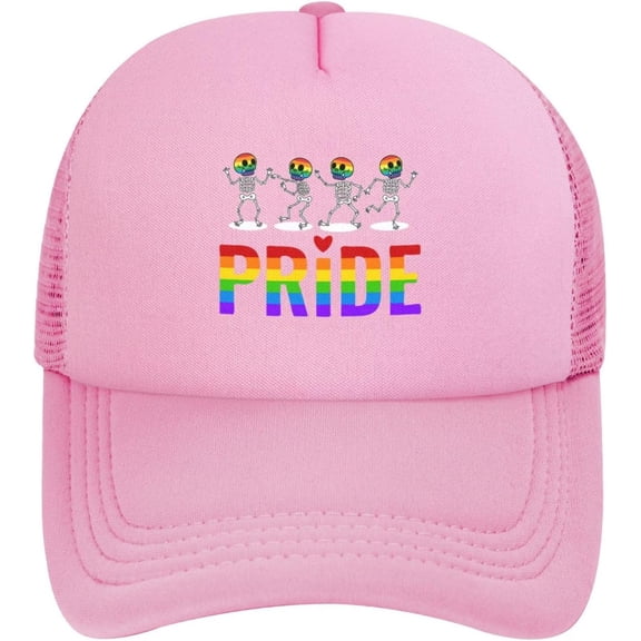 LGBT Pride Month Mesh Hat Cute Skeleton Trucker Hatgay Pride Lesbian Love Cap for Men Women Black