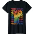 thumbnail image 1 of LGBT Pride Month Support with Rainbow Flag Fist Gift T-Shirt, 1 of 3