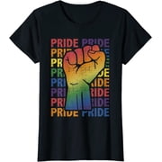 LGBT Pride Month Support with Rainbow Flag Fist Gift T-Shirt
