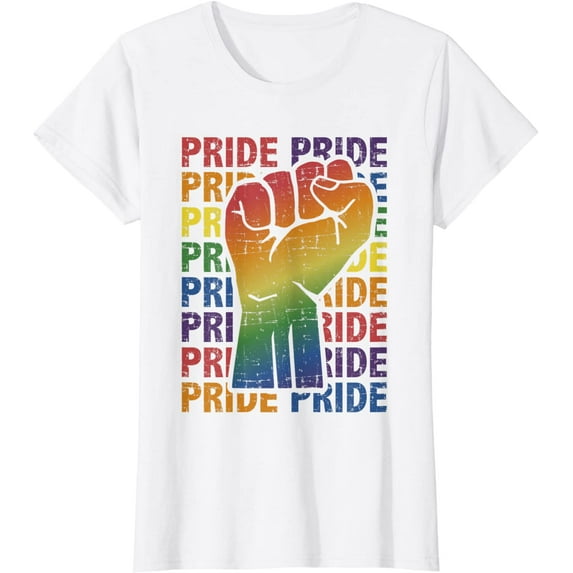 LGBT Pride Month Support with Rainbow Flag Fist Gift T-Shirt