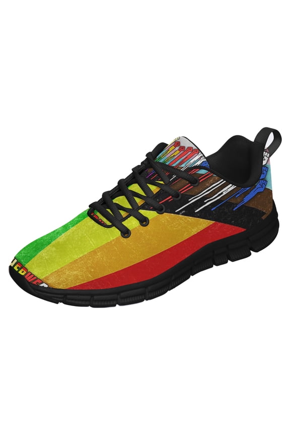 LGBT Pride Progress Flag Shoes for Men Women Running Shoes Lightweight Walking Sneakers Mesh Athletic Sport Shoes Black Size 7.5