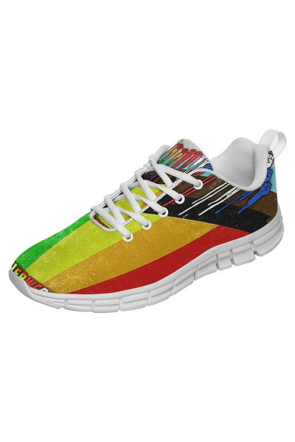 LGBT Pride Progress Flag Shoes for Men Women Running Shoes Lightweight Walking Sneakers Mesh Athletic Sport Shoes White Size 3.5