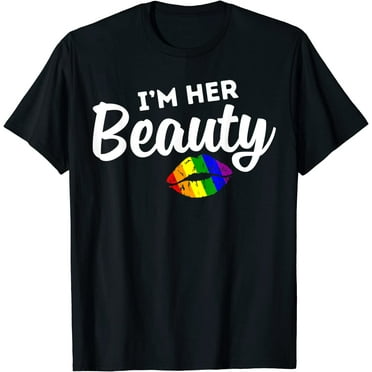 LGBT Pride Rainbow Couples For Lesbians I'm Her Beauty Beast T-Shirt