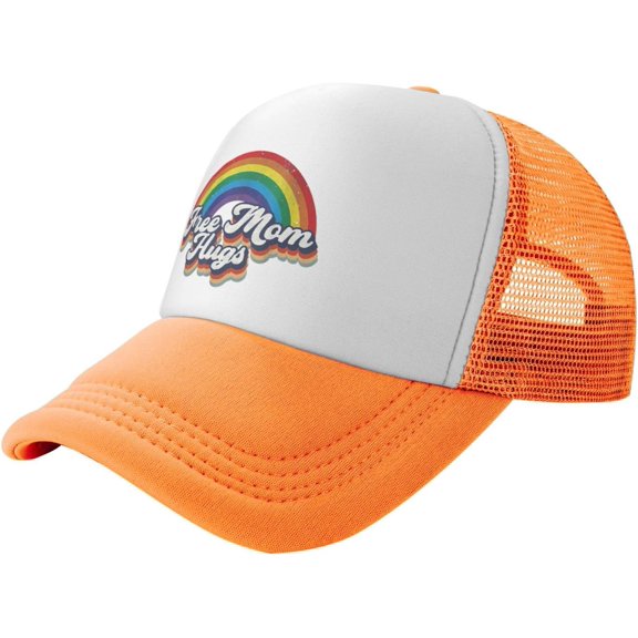 LGBT Pride Rainbow Gay Allyship Free Mom Hugs Heart Adult Mesh Baseball Caps Trucker Hats Breathable Snapback Caps