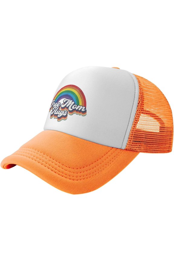 LGBT Pride Rainbow Gay Allyship Free Mom Hugs Heart Adult Mesh Baseball Caps Trucker Hats Breathable Snapback Caps