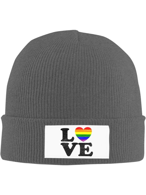 LGBT Pride-Rainbow-Love Heart Gifts Black Beanies for Guys Unisex Hat Winter Hats for Men Skull Caps Cool Hats