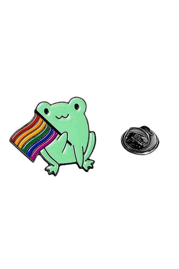 LGBT Pride Rainbow Pride Flag Frog Design Small Enamel Lapel Pin LGBTQ+ Badge :к O6Q8