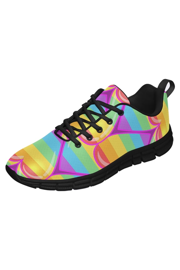 LGBT Pride Shoes Men Women Fashion Rainbow Sneakers Lightweight Breathable Running Shoes Gift for Gay Lesbian Black Size 13