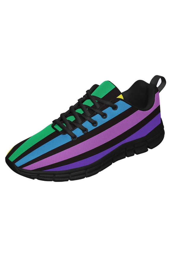LGBT Pride Shoes Men Women Fashion Rainbow Sneakers Lightweight Breathable Running Shoes Gift for Gay Lesbian Black Size 3.5