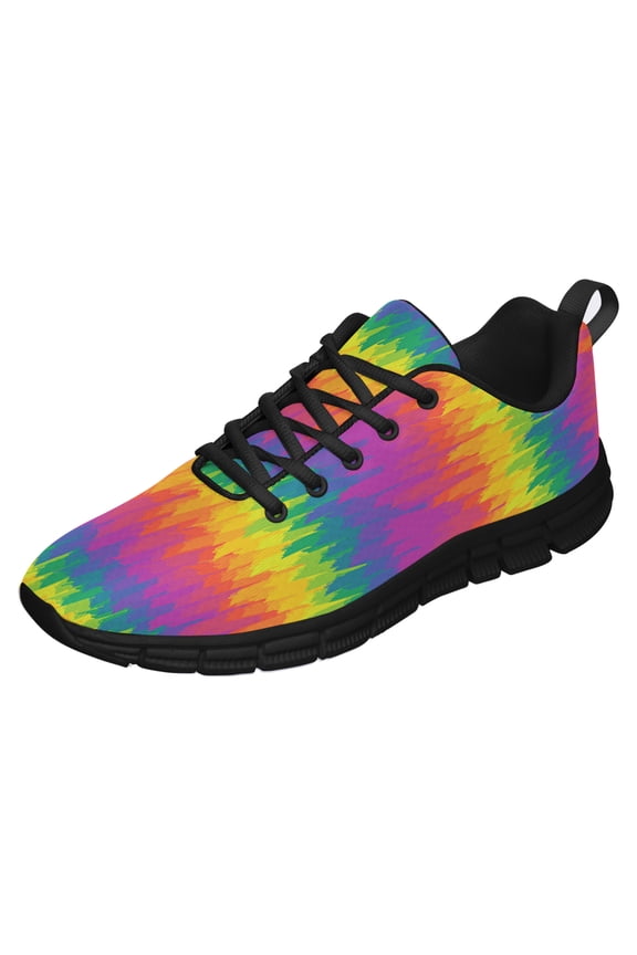LGBT Pride Shoes Men Women Fashion Rainbow Sneakers Lightweight Breathable Running Shoes Gift for Gay Lesbian Black Size 5