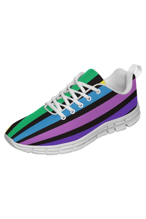 LGBT Pride Shoes Men Women Fashion Rainbow Sneakers Lightweight Breathable Running Shoes Gift for Gay Lesbian White Size 3.5
